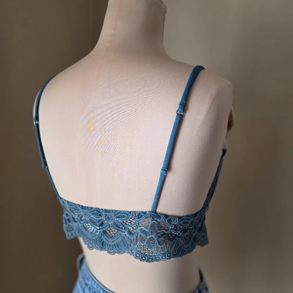 Colsie Dusty Teal Green Lace Bralette Size Large EUC - Picture 4 of 7